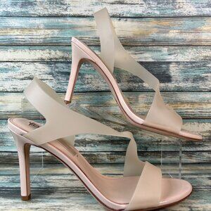 Deltan Tinsley Sandal Womens 9 Beige Silicone Open Toe Slip On Dress Eveningwear